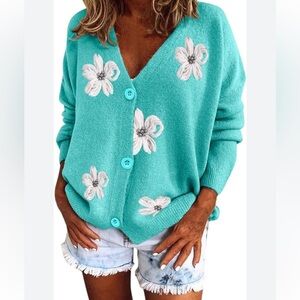 08. Long Sleeve Cardigan Knit Sweater Cardigan Cable Sleeve Soft Knit Cardigan